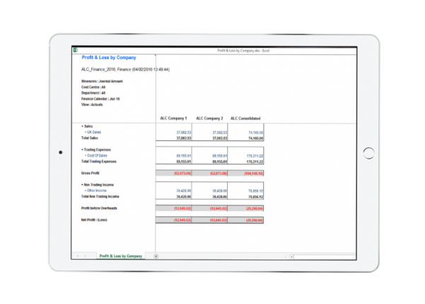 EiB All Accounting Systems Page - Profit and Loss by Company - Apple Ipad