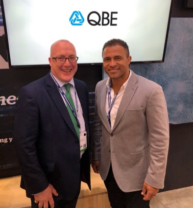 Jason Robinson at QBE stand, BIBA 2018